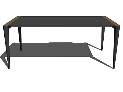 Modern Desk With Black Tabletop Wooden Edges And Metal Legs Design 3d model