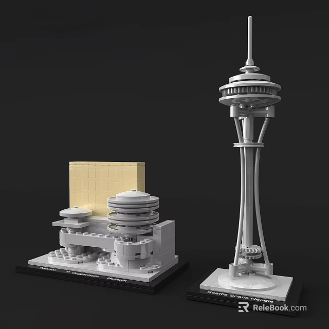 Building Blocks Models Of Tall Tower And Multi Layer Building With Spiral Structure 3d model 