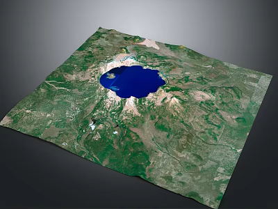 Detailed Terrain Aerial View Featuring Central Blue Lake And Green Surrounding Areas 3d model