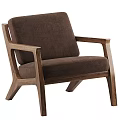 Modern Accent Chair With Walnut Wood Frame And Cream Upholstery Armrests Angled Legs