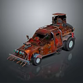 Rusty Modified Car With Spiked Front Bumper And Top Cab Structure 3d model