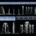 Decorative Fountain Designs With Various Water Spray Patterns And Landscape Features 3d model