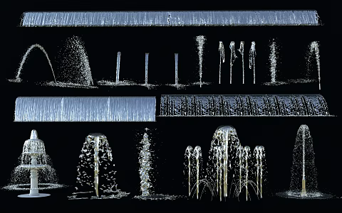 Modern Fountain Water Curtain Water Column Water Flower Water Scene Water Drop Water 3d model