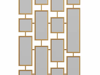 Decorative Wall Mirror With Multiple Rectangular Panels And Gold Frame Design 3d model