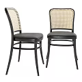 Two Modern Black Frame Chairs With Woven Backrest And Leather Seats 3d model