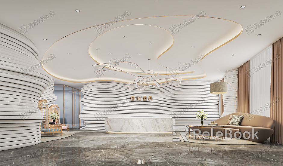 Modern Beauty Salon Hall Medical Beauty Hospital Hall Reception Hall Front Desk Beauty Salon Reception Hall Rest Area Chandelier model