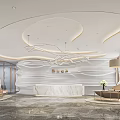 Beauty Salon Modern Interior Design With Wavy Walls Marble Reception Sofa And Chandeliers