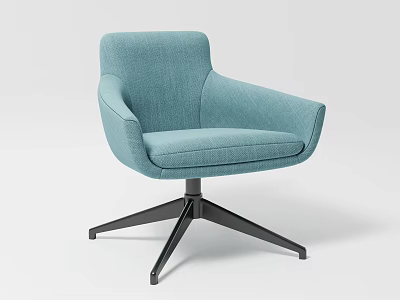 Modern Teal Upholstered Accent Chair With Armrests And Black Metal Swivel Star Base 3d model