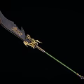 Traditional Weapon With Golden Dragon Ornament Green Handle And Sharp Blade Traditional Design