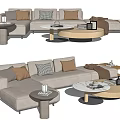 Modern corner sofa multi-person sofa coffee table combination 3d model