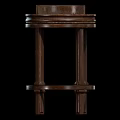 Traditional Wooden Bar Stool With Round Seat And Intricate Carved Legs Design