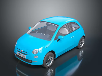 Shiny Blue Fiat Compact Car With Modern Sleek Design And Two Door Exterior 3d model