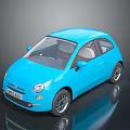 Shiny Blue Fiat Compact Car With Modern Sleek Design And Two Door Exterior