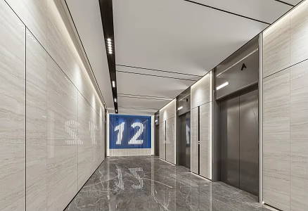 modern elevator hall 3d model