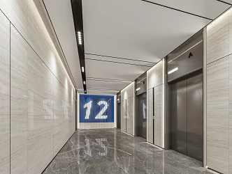 modern elevator hall 3d model