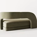 Modern Velvet Chaise Lounge With Curved Back In Brown And Olive Green Hues
