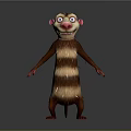 Cartoon Brown Beige Striped Rodent Character With Sharp Teeth Pink Nose Big Eyes Red Paws