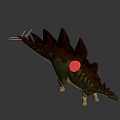Detailed Stegosaurus Dinosaur Model With Green Body And Orange Back Plates