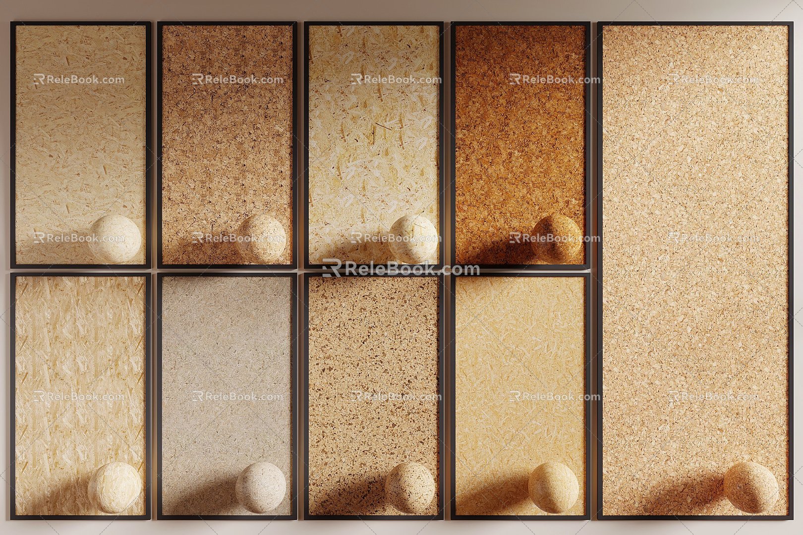 Solid wood particle board particle board European pine board cork plywood density board 3d model