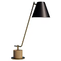 Modern Table Lamp With Black Shade Wooden Base And Metal Adjustable Arm