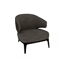 Modern Single Sofa With Textured Fabric Curved Armrest And Black Slender Legs