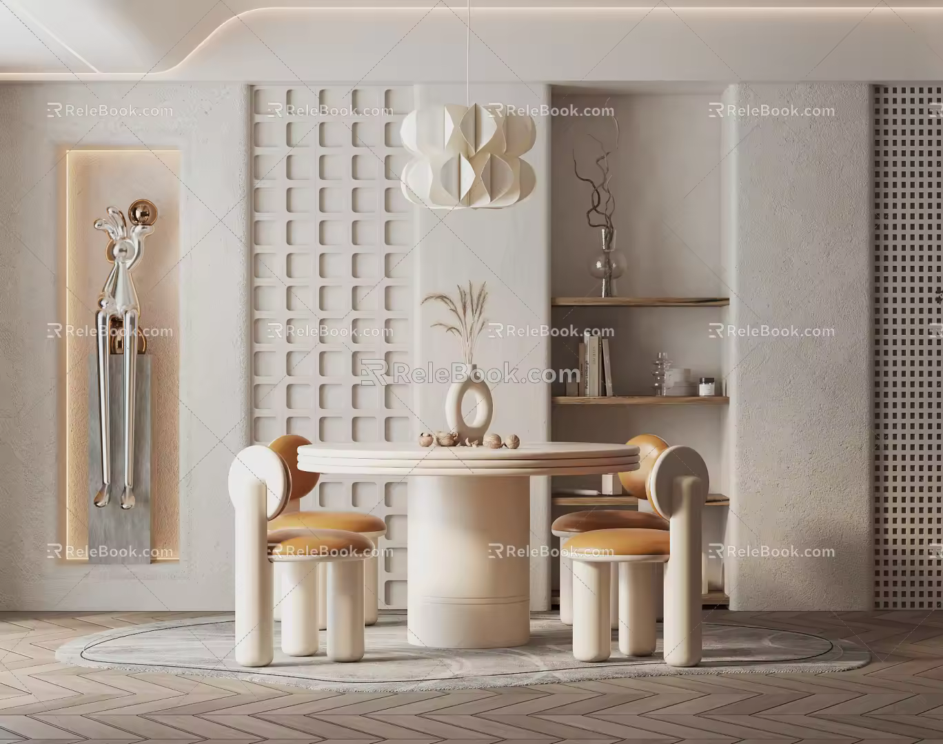 Quiet table and chair combination 3d model