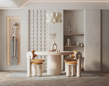 Quiet table and chair combination 3d model