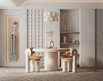 Quiet table and chair combination 3d model
