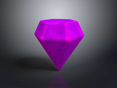 3D Rendered Purple Diamond Geometric Shape With Glossy Surface And Gray Background 3d model