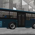Blue Modern Bus Exterior Design Featuring Black Windows And Doors