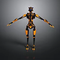 Futuristic Robot Character With Black And Orange Mechanical Structure Standing Pose 3d model