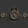 Orange Retro Sci Fi Spaceship Model With Multiple Engines And Streamlined Design 3d model