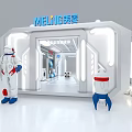 MELING Futuristic Exhibition Stand With Astronaut Rocket Models And White Design