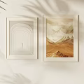 Modern Minimalist Wall Art With Abstract Arch And Natural Landscape Paintings With Palm Shadow