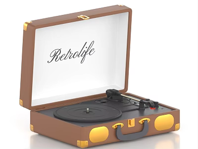 Retrolife Retro Suitcase Style Record Player Portable Entertainment Appliance With Classic Design 3d model