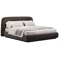 Modern Double Bed With Upholstered Soft Fabric Headboard And Multiple Color Options 3d model