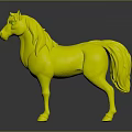 Red Horse Character With Black Mane White Nose And Dark Tail 3d model