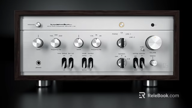 Premium Stereo Headphone Audio Amplifier With Metal Panel Wooden Sides And Control Knobs 3d model 