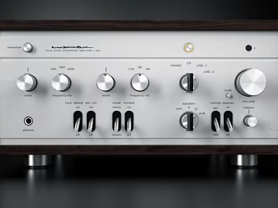 Premium Stereo Headphone Audio Amplifier With Metal Panel Wooden Sides And Control Knobs 3d model