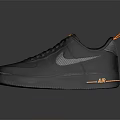 Black Nike Air Force 1 Shoes With Orange Accents Mesh Panels And AIR Logo