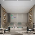 Modern Sales Office Interior With Spacious Layout And Elegant Lighting Design 3d model