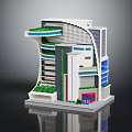 Cartoon Building Model With Modern Design Green Plants Curved Balconies And Colorful Accents
