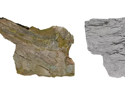 Rustic Stone And Wood Material Showcase Featuring Natural Mossy And Smooth Gray Surfaces 3d model