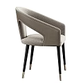 Modern Single Chair With Curved Armrests Upholstered Fabric And Black Wooden Legs With Metal Accents