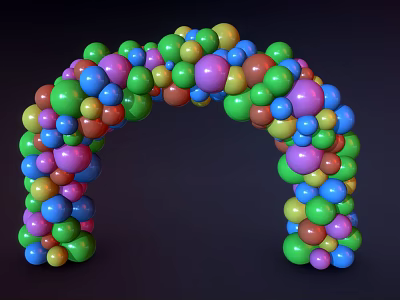 Colorful Balls Arranged Into Decorative Arch Structure With Vibrant Hues 3d model