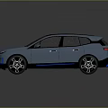 Modern Blue SUV With Black Roof Front Grille And Blue Accent Details