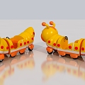 Cartoon Caterpillar Toy Car Children's Amusement Equipment Trendy Play Decoration Decoration Meichen Q Version Doll City Park Sick 3d model