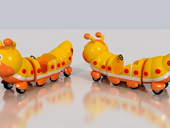 Cartoon Caterpillar Toy Car Children's Amusement Equipment Trendy Play Decoration Meichen Q Version Doll City Park Sick 3d model