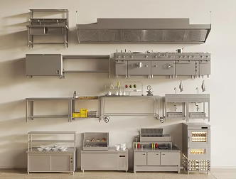 Modern kitchen equipment combination 3d model