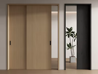 Now modern log sliding door solid wood sliding door solid wood sliding door 3d model